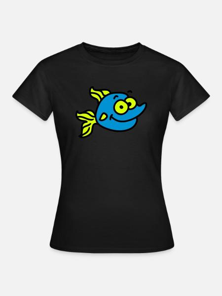 lustiger Fisch - Dame-T-shirt - sort