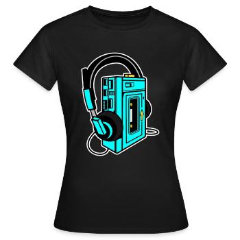 Walkman Kasette Musik retro style Geschenkidee - Frauen T-Shirt - Schwarz - Vorne - AI Model Female 172 dark (172cm)