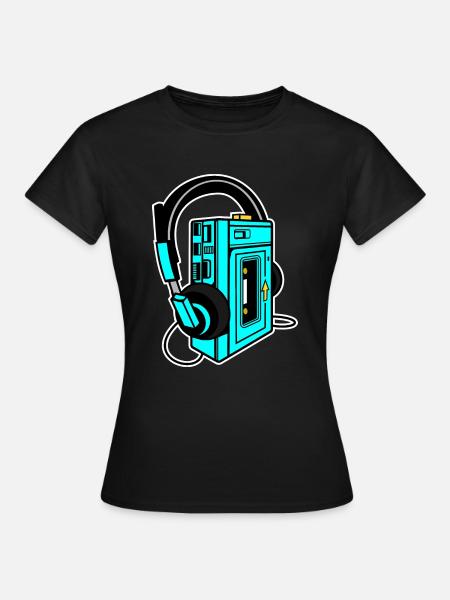 Walkman cassette music retro style gift idea - Women's T-Shirt - black