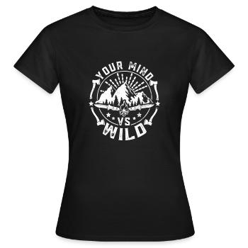 Survie en Bushcraft dans le Bushcrafter - T-shirt Femme - noir - Devant - AI Model Female 172 dark (172cm)
