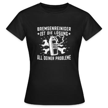 KFZ Mechaniker Bremsenreiniger KFZ Schrauber - Frauen T-Shirt - Schwarz - Vorne - AI Model Female 172 dark (172cm)