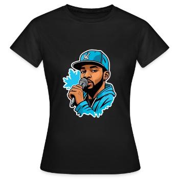 MC mit Mikrofon - Frauen T-Shirt - Schwarz - Vorne - AI Model Female 172 dark (172cm)