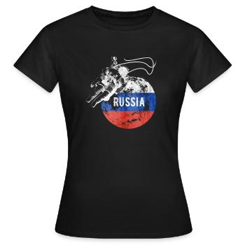 Russia Astronaut Russia - Women's T-Shirt - black - Front - AI Model Female 172 dark (172cm)