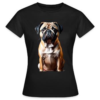 Thème Pug Dog - T-shirt Femme - noir - Devant - AI Model Female 172 dark (172cm)