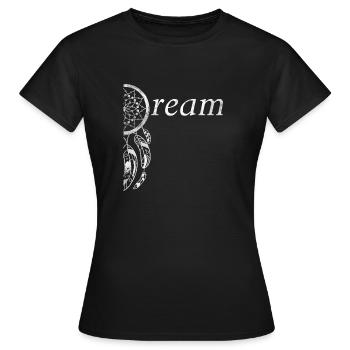 Dream Traum Feder Traumfänger Indianer indianisch - Frauen T-Shirt - Schwarz - Vorne - AI Model Female 172 dark (172cm)