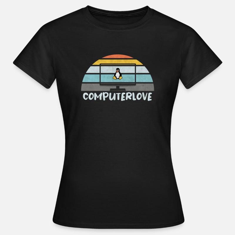 PROGRAMMATEUR LINUX PENGUIN TUX PC COMPUTERLOVE - T-shirt Femme - noir