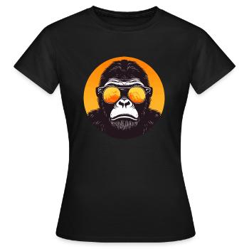 Gorilla with sunglasses, monkey, primate - Women's T-Shirt - black - Front - AI Model Female 172 dark (172cm)
