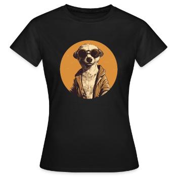 Meerkat with sunglasses, Suricate - Women's T-Shirt - black - Front - AI Model Female 172 dark (172cm)