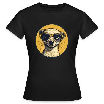 Meerkat with sunglasses, Suricate - Women's T-Shirt - black - Front - AI Model Female 172 dark (172cm)