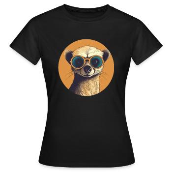 Meerkat with sunglasses, Suricate - Women's T-Shirt - black - Front - AI Model Female 172 dark (172cm)