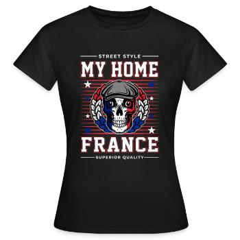 Ma France d’origine - T-shirt Femme - noir - Devant - AI Model Female 172 dark (172cm)