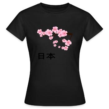 Asien Japanisch Kirschblueten Japan Botanik Kirsch - Frauen T-Shirt - Schwarz - Vorne - AI Model Female 172 dark (172cm)
