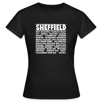 Sheffield Stadt (weiß) - Frauen T-Shirt - Schwarz - Vorne - AI Model Female 172 dark (172cm)