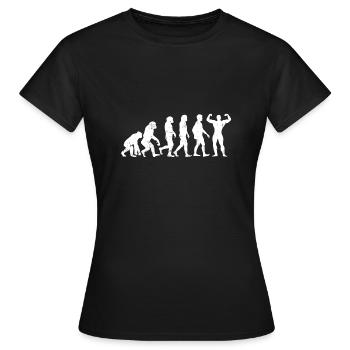 Muskelmann Evolution geschenk bodybuilder maschine - Frauen T-Shirt - Schwarz - Vorne - AI Model Female 172 dark (172cm)