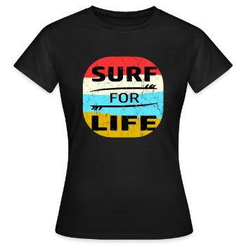 Surfer Surfen Surf Meer See Wellen Urlaub Geschenk - Frauen T-Shirt - Schwarz - Vorne - AI Model Female 172 dark (172cm)