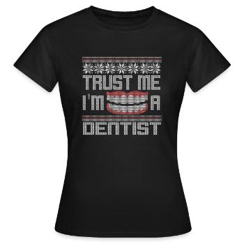 noël chandail laid dentaire, dentiste médecin - T-shirt Femme - noir - Devant - AI Model Female 172 dark (172cm)