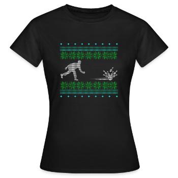 bowling ugly pullover xmas geschenk sport kegeln - Frauen T-Shirt - Schwarz - Vorne - AI Model Female 172 dark (172cm)