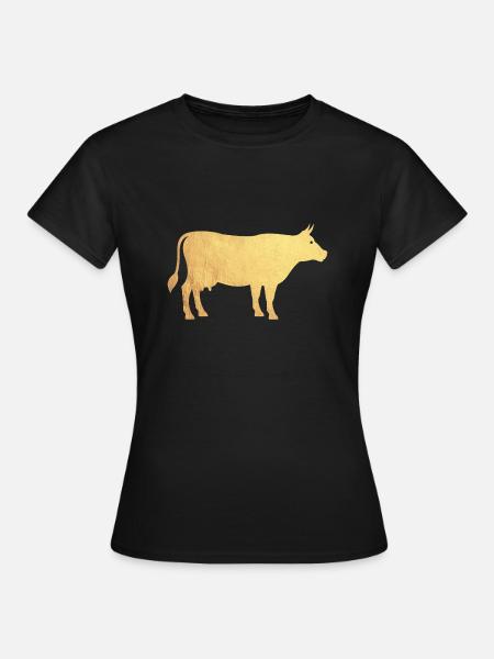 Gold Kuh - Frauen T-Shirt - Schwarz