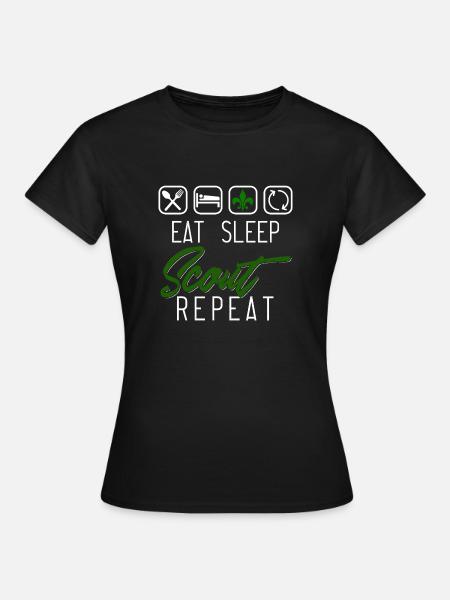 Eat Sleep Scout Repeat - Frauen T-Shirt - Schwarz