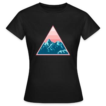 Gebirge Berge Schneebedeckt im Dreieck - Frauen T-Shirt - Schwarz - Vorne - AI Model Female 172 dark (172cm)