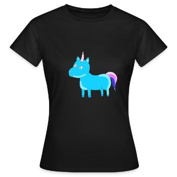 Einhorn Unicorn Himmelblau Geschenk Idee Schweif - Frauen T-Shirt - Schwarz - Vorne - AI Model Female 172 dark (172cm)