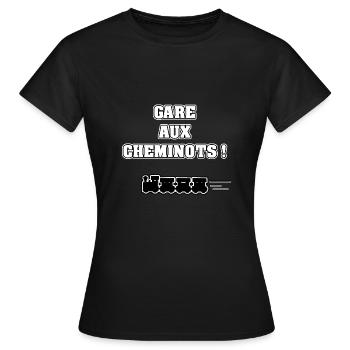 STATION IN THE CHEMINOTS! -WOOD OF WORDS - FRANCOIS VILLE - Women's T-Shirt - black - Front - AI Model Female 172 dark (172cm)
