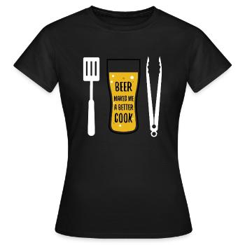 Cuisson de la bière faire cuire barbecue cadeau barbecue pinces - T-shirt Femme - noir - Devant - AI Model Female 172 dark (172cm)