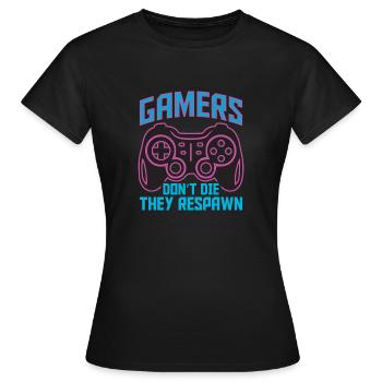 Das T-Shirt für unsterbliche Gaming-Helden! - Frauen T-Shirt - Schwarz - Vorne - AI Model Female 172 dark (172cm)