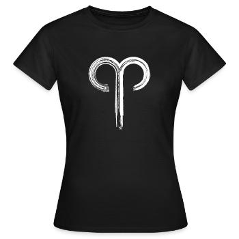 ZODIAC DESIGN Aries (Widder) - Frauen T-Shirt - Schwarz - Vorne - AI Model Female 172 dark (172cm)