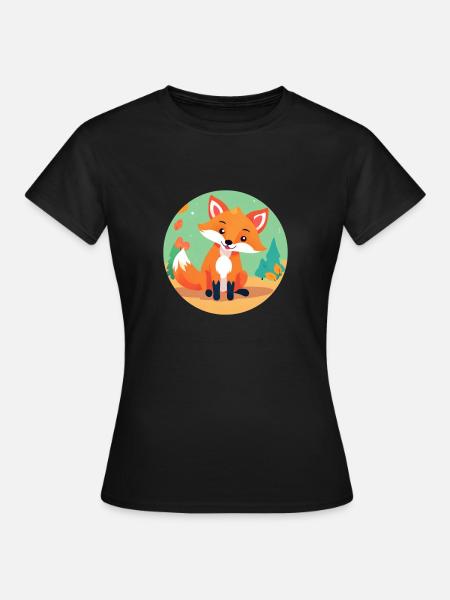 Fuchs im Herbstwald - Frauen T-Shirt - Schwarz