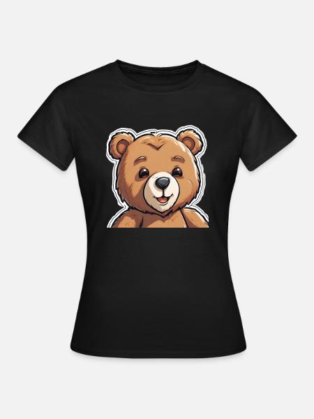 Fröhlicher Teddybär - Frauen T-Shirt - Schwarz