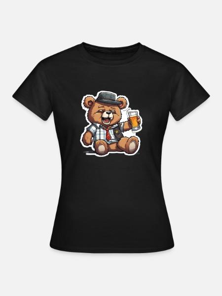 Feiernder Teddy mit Stil - Frauen T-Shirt - Schwarz