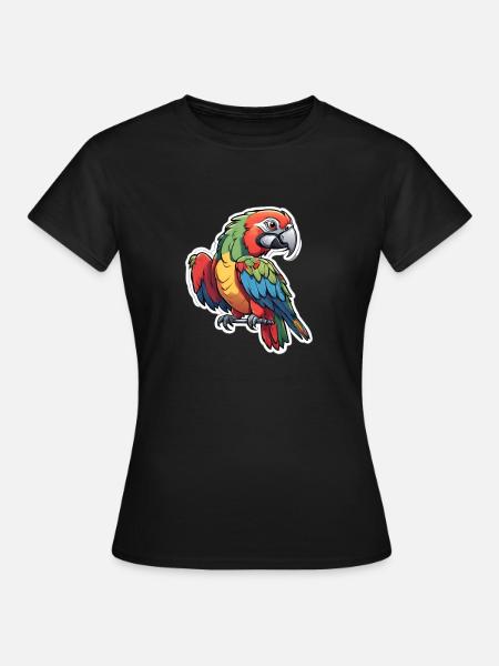 Bunter Ara Papagei" - Frauen T-Shirt - Schwarz