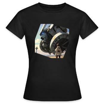 Manga Riesiger Roboter - Frauen T-Shirt - Schwarz - Vorne - AI Model Female 172 dark (172cm)