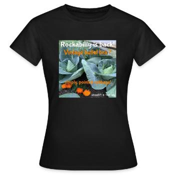 Bullet bra steht für Rockabilly Vintage - Frauen T-Shirt - Schwarz - Vorne - AI Model Female 172 dark (172cm)