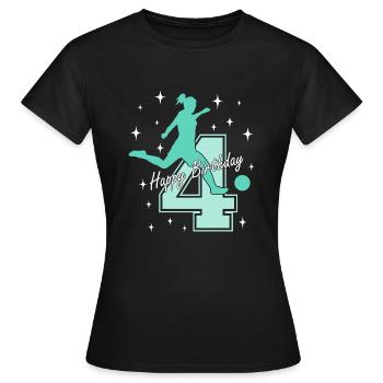 4. Geburtstag Fussball Fussballspielerin - Frauen T-Shirt - Schwarz - Vorne - AI Model Female 172 dark (172cm)