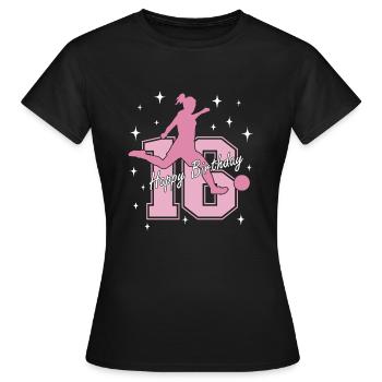 16. Geburtstag Fussball Fussballspielerin - Frauen T-Shirt - Schwarz - Vorne - AI Model Female 172 dark (172cm)