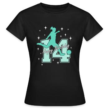14. Geburtstag Fussball Fussballspielerin - Frauen T-Shirt - Schwarz - Vorne - AI Model Female 172 dark (172cm)
