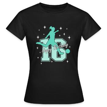 16. Geburtstag Fussball Fussballspielerin - Frauen T-Shirt - Schwarz - Vorne - AI Model Female 172 dark (172cm)
