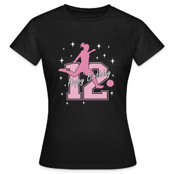 12. Geburtstag Fussball Fussballspielerin - Frauen T-Shirt - Schwarz - Vorne - AI Model Female 172 dark (172cm)