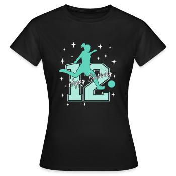 12. Geburtstag Fussball Fussballspielerin - Frauen T-Shirt - Schwarz - Vorne - AI Model Female 172 dark (172cm)