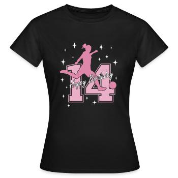 14. Geburtstag Fussball Fussballspielerin - Frauen T-Shirt - Schwarz - Vorne - AI Model Female 172 dark (172cm)