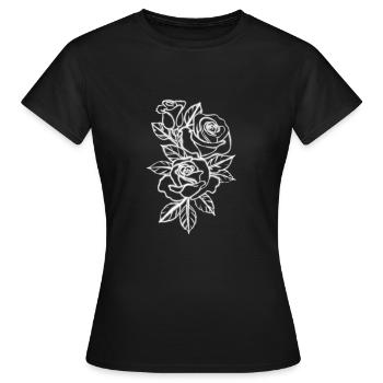 White Roses Shirt Flowers Aesthetic Retro stylish - Frauen T-Shirt - Schwarz - Vorne - AI Model Female 172 dark (172cm)