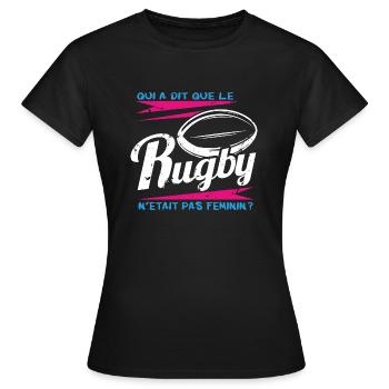 T-shirt Rugby Féminin - T-shirt Femme - noir - Devant - AI Model Female 172 dark (172cm)