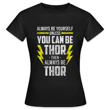 Symboles nordiques d’Asgard Thor - T-shirt Femme - noir - Devant - AI Model Female 172 dark (172cm)