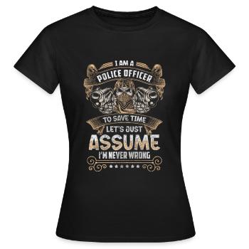 Polizei Recht Uniform Handschellen - Frauen T-Shirt - Schwarz - Vorne - AI Model Female 172 dark (172cm)