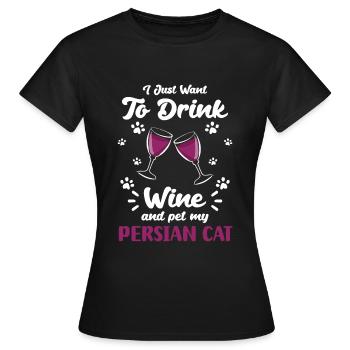 Perser Katze Katzendame Liebe Pfote - Frauen T-Shirt - Schwarz - Vorne - AI Model Female 172 dark (172cm)