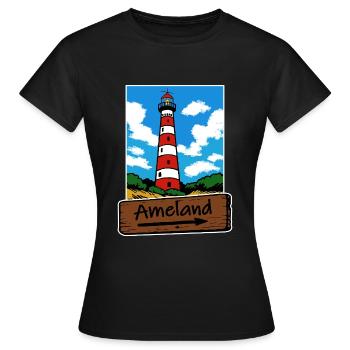 Ameland Leuchtturm Urlaub - Frauen T-Shirt - Schwarz - Vorne - AI Model Female 172 dark (172cm)