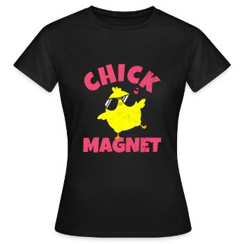 Chick Magnet Chick avec lunettes de soleil Populaire Funny - T-shirt Femme - noir - Devant - AI Model Female 172 dark (172cm)