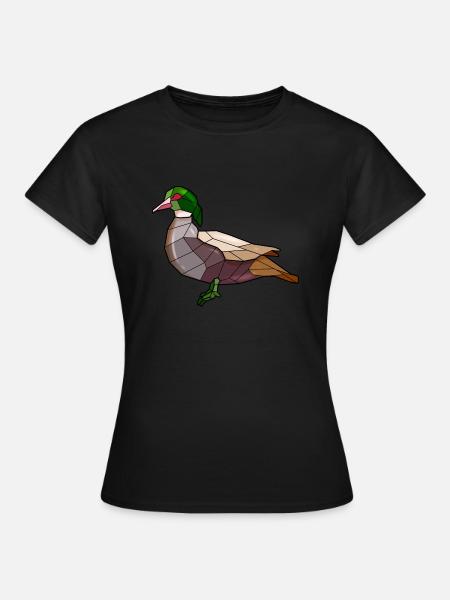 Ente geometrisch Vogel - Frauen T-Shirt - Schwarz